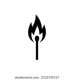 Einfaches schwarzes Flammensymbol auf weißem Hintergrund