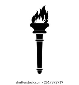 Simple Black Torch Icon Illustration For Symbolism And Celebratory Events Use
