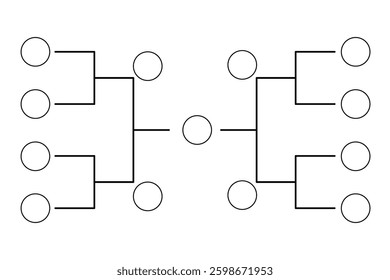 Simple black tournament bracket with club logo template for 8 teams isolated on white