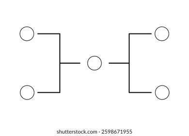 Simple black tournament bracket with club logo template for 4 teams isolated on white