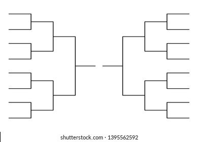 Simple Black Tournament Bracket Template For 16 Teams Isolated On White