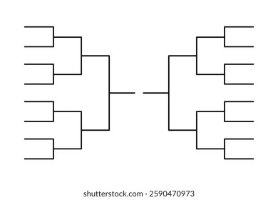 Simple black tournament bracket template for 16 teams isolated on white