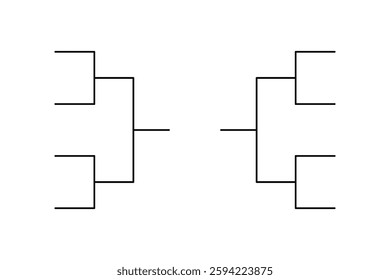 Simple black tournament bracket template for 8 teams isolated on white