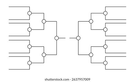 Simple black tournament bracket template for 16 teams isolated on white