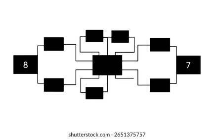 Plantilla de soporte de torneo negro simple para 8 Equipos aislados en blanco