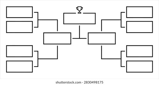 Simple black tournament bracket template for 4 teams isolated on white erfect for sports competitions, esports tournaments, and matchup charts.