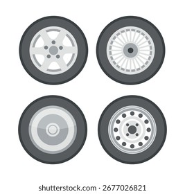 Simple black tractor tire set