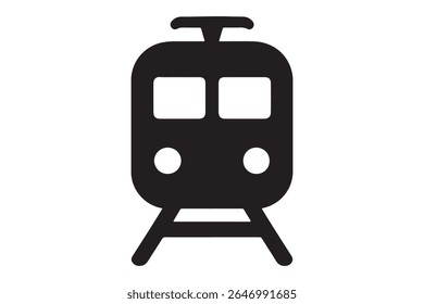 A simple black train icon isolated on a white background