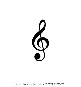 Un símbolo de clave de agudos negro simple aislado en un fondo blanco