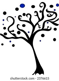 Simple black tree bubbly happy mood illustration vector minimalist