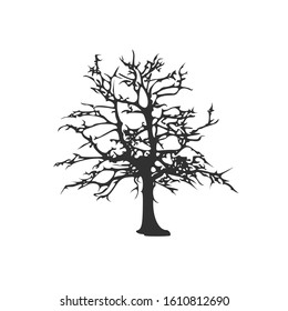 Simple black Tree silhouette. Stock Vector illustration isolated on white background.