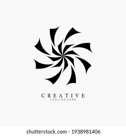 Simple black triangle geometry mandala logo template