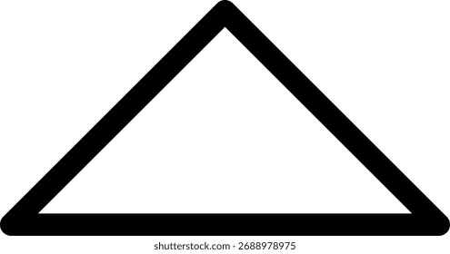 Simple black triangle outline on white background. Minimalist geometric shape symbolizing balance and stability, perfect for logos, design templates, and decoration.
