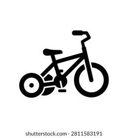 Simple black tricycle icon isolated on white. Ideal for concepts of childhood learning to ride or active play. Great for web graphics and print.