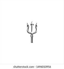 Simple black Trident line icon logo 