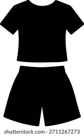 Un sencillo conjunto de camisetas y pantalones cortos negros, ideal para actividades atléticas, ropa casual o descansar. Este versátil conjunto de dos piezas enfatiza la comodidad y la practicidad.