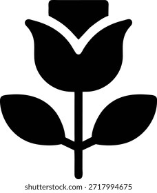 Icono de flor de tulipán negro simple. Perfecto para Sitios web, App y presentaciones. Diseño limpio y minimalista. Ilustración vectorial de Alta resolución, fácilmente escalable. Ideal para proyectos que requieren una estética moderna y elegante.