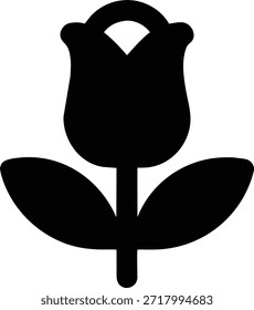 Icono de tulipán negro simple sobre fondo blanco. Perfecto para Diseños web, App y presentaciones. Estilo limpio y minimalista. Alta resolución Vector gráfico. Ideal para diversos proyectos de diseño que necesiten un elemento floral.