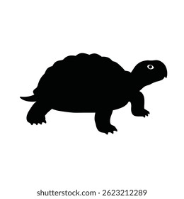 Simple Black Turtle Silhouette Illustration On White Background Wildlife Design