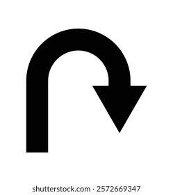 Simple black U turn arrow sign symbol. Abstract U turn arrow illustration.