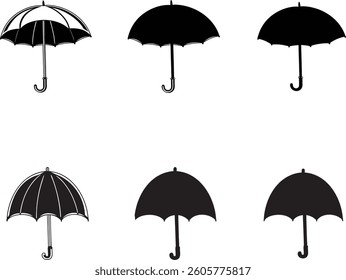 Simple black umbrella icon isolated on White Background