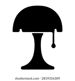 Simple black umbrella icon with a single raindrop, symbolizing rain protection and weather concepts in a clean, modern style.