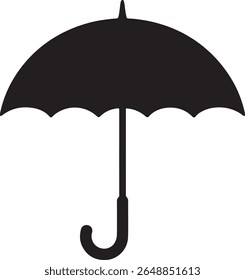 Simple black umbrella silhouette vector illustration depicting rain protection and weather forecast on a white background