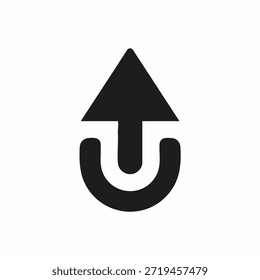 Un diseño simple de flecha ascendente negra fusionada con una base en forma de U