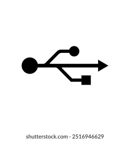 Simple Black USB Connector Sign Symbol Icon vector isolated on white background