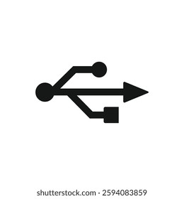 Simple black USB connector sign symbol icon template