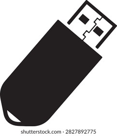 Simple black USB flash drive icon with USB connector detail