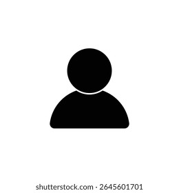 Simple black user icon on a white background. Ideal for profile symbols, login pages, avatar placeholders, contact interfaces, or minimal design needs for web and mobile applications.