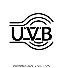 Simple black UVB logo on white background with wavy lines