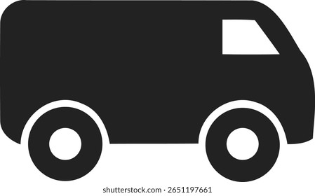 Simples ilustração de vetor de van preto perfeito para projetos de entrega, viagem e transporte. Este moderno ícone plano se adapta a projetos comerciais, de transporte e de logística com seu estilo mínimo.