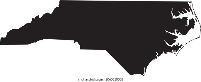 Simple black vector administrative map of the Federal State of North Carolina, USA