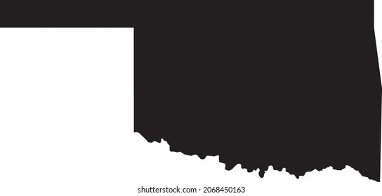 Simple black vector administrative map of the Federal State of Oklahoma, USA