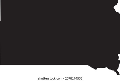 Simple black vector administrative map of the Federal State of South Dakota, USA