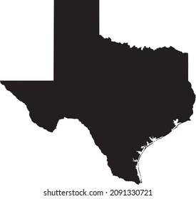 Simple black vector administrative map of the Federal State of Texas, USA