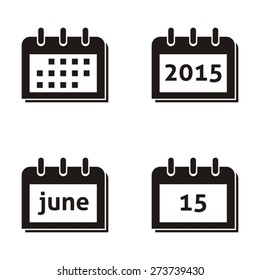Simple black vector calendar icons isolated on white