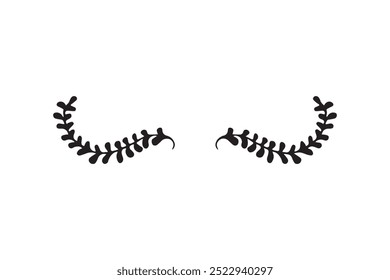 Diseño de Vector negro simple que se asemeja a las pestañas estilizadas hechas de Elementos botánicos, ideal para el arte minimalista, logotipos o conceptos de tatuaje.