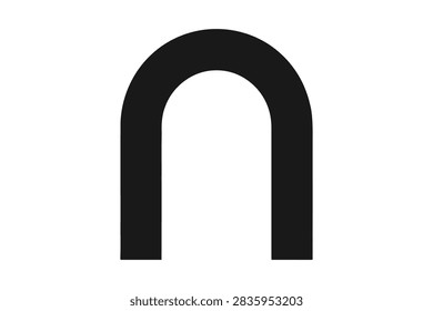 A simple black vector graphic of an arch shape symbolizing a gateway entrance or structural element in a flat minimalist style