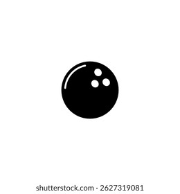 Simple black vector icon of a bowling ball with three finger holes, representing the sport