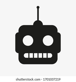 Simple black vector icon of robot head isolated on white background. 