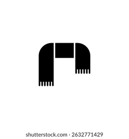 Simple black vector icon of a scarf, representing winter clothing and warmth