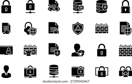 Um simples conjunto de ícones vetoriais pretos mostrando vários produtos láteos para uso web e digital