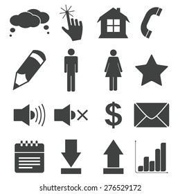 Simple black vector icon set, variant 2, isolated on white