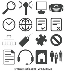 Simple black vector icon set, variant 15, isolated on white
