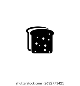 Simple black vector icon of a sliced bread loaf, representing bakery products and sandwiches