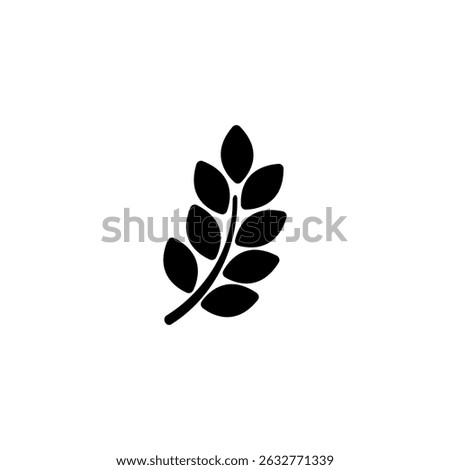 Simple black vector icon of a stylized wheat spikelet icon, representing nature and environmental themes