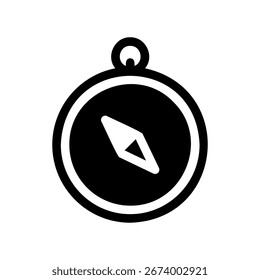 Icono de Vector negro simple con una brújula temática